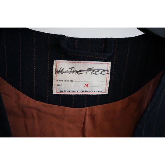 We The Free x Free People OB1653539 Women's Sz Medium Black Pinstriped Vest - Picture 3 of 7